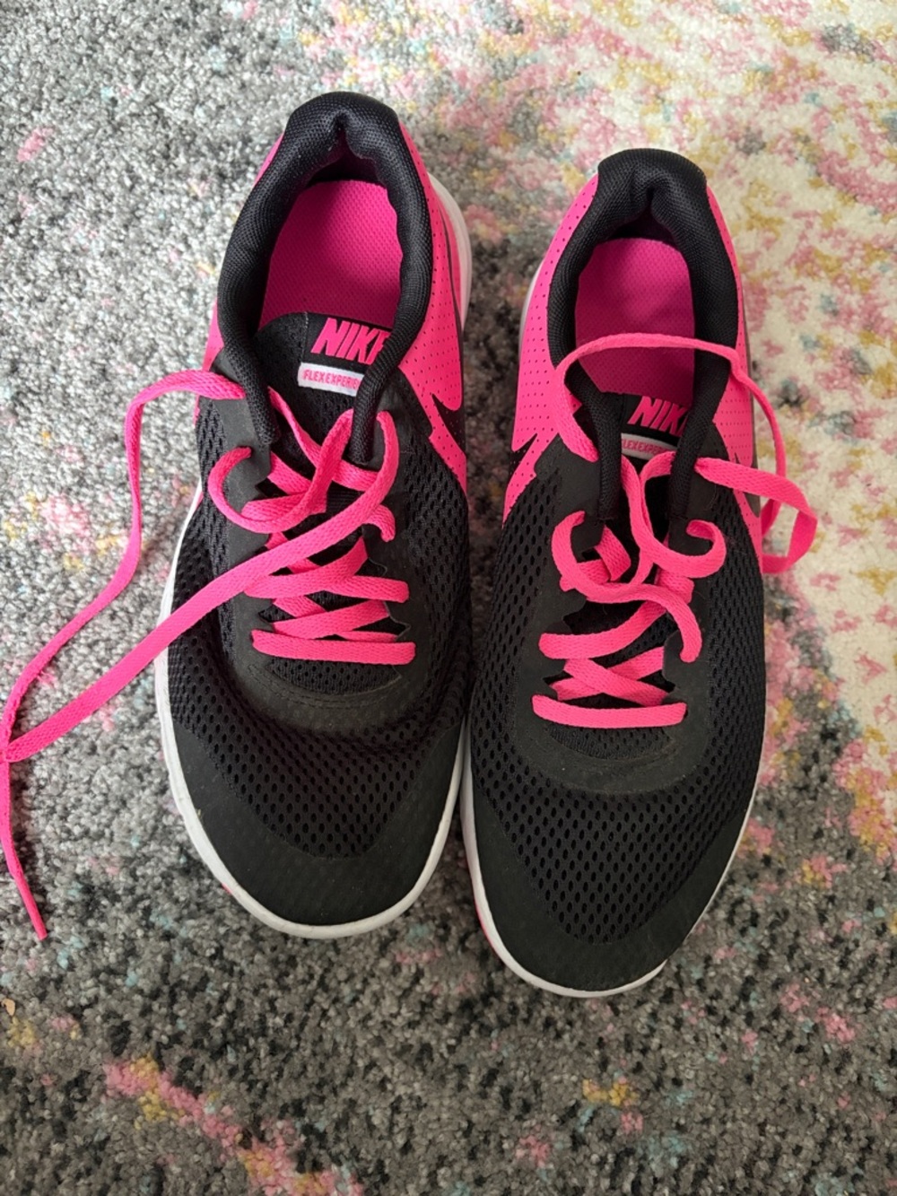 Nike Black and Hot Pink Athletic Running Sneakers